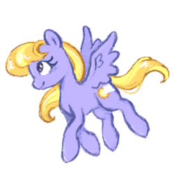 Size: 426x426 | Tagged: safe, artist:fizpup, cloud kicker, pegasus, pony, g4, background pony, closed mouth, feathered wings, female, flowing tail, flying, full body, looking forward, mare, side view, simple background, smiling, solo, tail, white background, wings