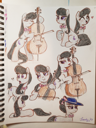 Size: 3024x4032 | Tagged: safe, artist:dandy, octavia melody, earth pony, pony, g4, bipedal, cello, female, hat, mare, musical instrument, solo, traditional art