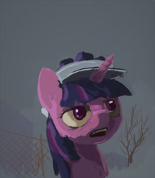 Size: 1200x1375 | Tagged: safe, artist:alexandrvirus, twilight sparkle, pony, unicorn, g4, bust, female, horn, mare, open mouth, outdoors, portrait, solo, visor cap