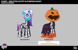 Size: 2532x1608 | Tagged: safe, lil critter workshop, comet (g5), auroricorn, pony, g5, my little pony: tell your tale, official, pump-kin the night, spoiler:g5, spoiler:my little pony: tell your tale, spoiler:tyts02e37, .psd available, behind the scenes, clothes, concept art, costume, male, my little pony logo, nightmare night, nightmare night costume, smiling, solo, stallion