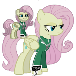 Size: 4085x4085 | Tagged: safe, mean fluttershy, pegasus, pony, pony town, g4, the mean 6, clone, clothes, coach fluttershy, cuffs, female, mare, simple background, solo, transparent background, whistle