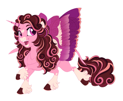 Size: 4500x3700 | Tagged: safe, artist:gigason, oc, oc only, oc:bon bon bonnie, alicorn, pony, g4, adoptable, alicorn oc, big eyes, bow, cloven hooves, coat markings, colored, colored eyebrows, colored hooves, colored pinnae, colored pupils, colored wings, colored wingtips, crack ship offspring, curly mane, curly tail, eye markings, facial markings, female, female oc, fetlock tuft, flat colors, gradient mane, gradient tail, gradient wings, hair accessory, hair bow, heart, heart mark, high res, hooves, horn, leonine tail, long mane, long tail, looking back, magenta pupils, magical lesbian spawn, mane accessory, mare, mare oc, multicolored mane, multicolored tail, multicolored wings, obtrusive watermark, offspring, one wing out, open mouth, open smile, parent:princess cadance, parent:sugar belle, pink, pink bow, pink coat, pink eyes, pink wings, pink wingtips, red hooves, red mane, red tail, simple background, smiling, snip (coat marking), socks (coat markings), solo, standing on two hooves, star (coat marking), striped horn, striped mane, striped tail, tail, three quarter view, transparent background, trotting, unicorn horn, unshorn fetlocks, watermark, wings