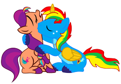 Size: 4209x2931 | Tagged: safe, artist:shieldwingarmorofgod, sunny starscout, oc, oc:shield wing, alicorn, earth pony, g4, g5, cross, duo, duo male and female, eyes closed, female, kissing, male, male alicorn, male alicorn oc, simple background, transparent background, vector