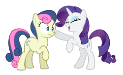 Size: 793x481 | Tagged: safe, edit, vector edit, bon bon, rarity, sweetie drops, earth pony, pony, unicorn, g4, awkward, boop, crack shipping, eyes closed, female, horn, lesbian, mare, noseboop, open mouth, open smile, rarepair, raribon, shipping, simple background, smiling, transparent background, vector