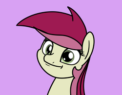 Size: 2048x1601 | Tagged: safe, artist:ewoudcponies, roseluck, earth pony, pony, g4, bust, female, looking at you, mare, purple background, simple background, smiling, smiling at you, solo