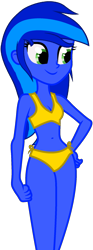 Size: 748x2019 | Tagged: safe, artist:star-armour95, oc, oc only, oc:beauty spirit, oc:rainbow flower, human, equestria girls, g4, belly, belly button, bikini, blue skin, clothes, female, side-tie bikini, simple background, solo, swimsuit, transparent background