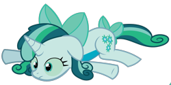 Size: 1177x590 | Tagged: safe, artist:prixy05, oc, oc only, oc:prixy, pony, unicorn, g4, bow, colored sclera, female, hair bow, horn, lying down, lying on the ground, mare, on ground, prone, simple background, solo, tail, tail bow, transparent background, vector