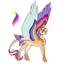 Size: 2000x2000 | Tagged: safe, artist:oneiria-fylakas, oc, oc:rainbow startrail, pegasus, pony, cheek feathers, colored wings, feathered fetlocks, male, multicolored wings, offspring, parent:hitch trailblazer, parent:zipp storm, parents:stormblazer, simple background, solo, stallion, tail, tail feathers, transparent background, wings