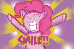 Size: 900x600 | Tagged: safe, artist:skatoonist, pinkie pie, earth pony, pony, g4, 2012, artifact, female, mare, smiling