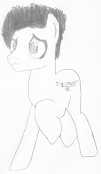 Size: 1115x1912 | Tagged: safe, oc, earth pony, pony, g4, black and white, crossover, disney, disney channel, doodle, earth pony oc, grayscale, math, monochrome, no tail, phil diffy, phil of the future, ponified, sketch, time travel