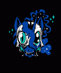 Size: 2172x2589 | Tagged: safe, artist:lytlethelemur, nightmare moon, princess luna, alicorn, pony, g4, black background, bust, colored, crying, disembodied head, female, flat colors, high res, looking at you, mare, simple background, solo