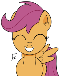 Size: 2361x2985 | Tagged: safe, artist:frownfactory, scootaloo, pegasus, g4, eyes closed, female, simple background, smiling, solo, transparent background