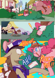 Size: 2733x3866 | Tagged: safe, artist:piesinful, parcel post, pinkie pie, post haste, pony, comic:unlucky day, fanfic:cupcakes, g4, bush, comic