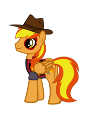 Size: 1120x1568 | Tagged: safe, artist:lizzmcclin, oc, oc:firey ratchet, pegasus, g4, fedora, glamrock, hat, male, simple background, solo, transparent background