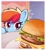 Size: 1872x2048 | Tagged: safe, artist:pabbley, rainbow dash, pegasus, pony, g4, burger, emanata, female, food, heart, heart eyes, imminent consumption, lacrimal caruncle, mare, passepartout, solo, that pony sure does love burgers, want, wingding eyes