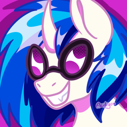 Size: 1659x1659 | Tagged: safe, artist:acidigon, dj pon-3, vinyl scratch, pony, unicorn, g4, horn, icon, smiling, solo