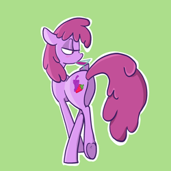 Size: 2048x2048 | Tagged: safe, artist:pfeffaroo, berry punch, berryshine, earth pony, pony, g4, alcohol, berry butt, blushing, butt, drink, drinking, drunk, female, high res, lidded eyes, mare, martini glass, plot, solo, underhoof