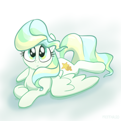 Size: 2048x2048 | Tagged: safe, artist:pfeffaroo, vapor trail, pegasus, pony, g4, cute, female, high res, looking at you, lying down, mare, prone, solo, vaporbetes, wings