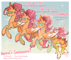 Size: 1404x1179 | Tagged: safe, artist:arsoniist, fluttershy, oc, bat pony, pegasus, pony, g4, advertisement, blush scribble, blushing, chibi, commission info, commission open, folded wings, hooves, redesign, smiling, tail, wings