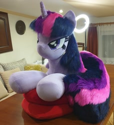 Size: 2266x2488 | Tagged: safe, artist:ponimalion, twilight sparkle, g4, indoors, irl, lying down, photo, plushie, prone, solo