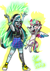 Size: 1240x1754 | Tagged: safe, artist:jully-park, zipp storm, pegasus, pony, g5, crossover, electricity, frankie stein, monster high, simple background