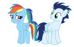 Size: 1280x820 | Tagged: safe, artist:soarindasher10, rainbow dash, soarin', pegasus, pony, g4, female, male, ship:soarindash, shipping, simple background, straight, teenager, transparent background