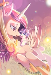 Size: 1408x2048 | Tagged: safe, artist:g5p7r, princess cadance, princess flurry heart, alicorn, pony, g4, baby flurry heart, female, filly, foal, mare, mother and child, mother and daughter