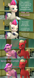 Size: 1920x4320 | Tagged: safe, artist:red4567, pipp petals, sprout cloverleaf, zipp storm, earth pony, pegasus, pony, g5, 3d, cellphone, comic, dialogue, eyes closed, female, hoof heart, jewelry, male, mare, phone, reference, royal sisters (g5), siblings, sisters, sonic boom, sonic the hedgehog (series), source filmmaker, stallion, tiara, underhoof