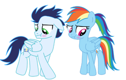 Size: 1280x820 | Tagged: safe, artist:soarindasher10, rainbow dash, soarin', pegasus, pony, g4, female, male, ship:soarindash, shipping, simple background, straight, teenager, transparent background