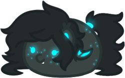 Size: 296x185 | Tagged: safe, artist:sugar morning, oc, oc:umbra glow, bat pony, bat pony oc, bean, beanie, commission, glowing, happy, hat, smol, ych result