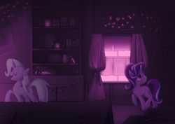 Size: 3430x2434 | Tagged: safe, artist:liquidcake, starlight glimmer, trixie, pony, unicorn, g4, duo, female, horn, indoors, mare, zine:equestria escapades