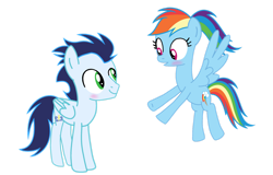 Size: 1280x820 | Tagged: safe, artist:soarindasher10, rainbow dash, soarin', pegasus, pony, g4, female, male, ship:soarindash, shipping, simple background, straight, teenager, transparent background