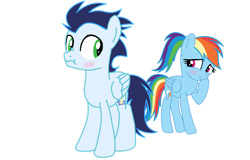 Size: 1280x820 | Tagged: safe, artist:soarindasher10, rainbow dash, soarin', pegasus, pony, g4, female, male, ship:soarindash, shipping, simple background, straight, teenager, transparent background