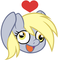 Size: 738x771 | Tagged: safe, artist:luminairous, derpy hooves, pegasus, pony, g4, bust, derp, emotes, female, floating heart, heart, mare, portrait, simple background, solo, transparent background, zine:equestria escapades