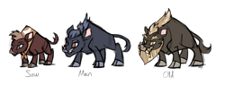 Size: 4800x1820 | Tagged: safe, artist:thescornfulreptilian, oc, oc only, oc:churl, oc:granite, oc:shale, boar, pig, them's fightin' herds, bandana, commission, commissioner:galgus, community related, fanfic art, gold, jewelry, ponytail, simple background, sow, tfh oc, transparent background