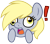 Size: 700x617 | Tagged: safe, artist:luminairous, derpy hooves, pegasus, pony, g4, emotes, exclamation point, female, mare, open mouth, simple background, solo, transparent background, zine:equestria escapades