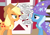 Size: 2242x1579 | Tagged: safe, artist:badumsquish, derpibooru exclusive, applejack, trixie, earth pony, pony, unicorn, g4, applejack's hat, barn, brooch, cape, clothes, cowboy hat, crossing the line twice, duo, eye contact, female, freckles, hat, horn, insult, jewelry, looking at each other, looking at someone, mare, marvel, moon knight, outdoors, ponified, reference, smug, smugjack, stetson, sweet apple acres, sweet apple acres barn, taunting, the punisher, trixie's brooch, trixie's cape, trixie's hat