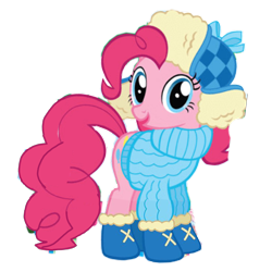 Size: 3464x3464 | Tagged: safe, artist:siobhfitz1798, edit, edited screencap, screencap, pinkie pie, g4, clothes, female, not a vector, simple background, transparent background, winter outfit