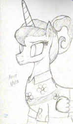 Size: 630x1067 | Tagged: safe, artist:ponerr, princess luna, alicorn, between dark and dawn, g4, my little pony: friendship is magic, bun hairstyle, clothes, horn, shirt, signature, wings