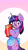 Size: 1440x2560 | Tagged: safe, artist:zeon_starlight, twilight sparkle, pony, unicorn, semi-anthro, g4, abstract background, apron, blushing, box of chocolates, clothes, cute, emanata, embarrassed, female, food, gradient background, holding, horn, looking at you, mare, solo, sweat, unicorn twilight, wavy mouth, wingless