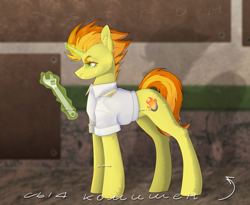 Size: 4582x3754 | Tagged: safe, artist:ostrum, oc, oc only, pony, unicorn, commission, concave belly, green eyes, horn, not spitfire, solo, yellow mane