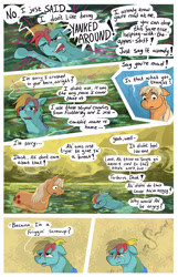 Size: 2003x3101 | Tagged: safe, artist:seventozen, applejack, rainbow dash, earth pony, pegasus, pony, comic:the problem of parthus, g4, comic, crying, water