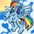 Size: 2048x2048 | Tagged: safe, artist:mrmega57, derpibooru exclusive, rainbow dash, pegasus, g4, chest feathers, cloud, feathered fetlocks, feathered wings, rearing, shiny hooves, simple background, solo, spread wings, sun, wings