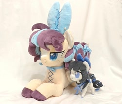 Size: 2048x1745 | Tagged: safe, artist:nelo_arts, oc, oc only, oc:fay davy, pony, duo, irl, lying down, photo, plushie, prone