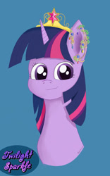 Size: 800x1280 | Tagged: safe, artist:maslivka, twilight sparkle, pony, g4, bust, crown, jewelry, portrait, regalia, simple background, solo