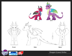 Size: 4096x3164 | Tagged: safe, lava (g5), spike, dragon, g4, g5, my little pony: make your mark, official, adult spike, concave belly, concept art, dragon lord spike, dragon wings, older spike, slender, spike (g5), thin, winged spike, wings