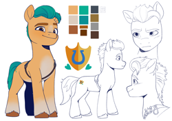 Size: 4132x2919 | Tagged: safe, artist:l211art, hitch trailblazer, earth pony, pony, series:mym ref set, g5, cutie mark, looking at you, male, reference sheet, simple background, solo, stallion, white background