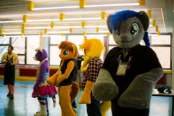 Size: 1920x1281 | Tagged: oc name needed, safe, oc, oc only, oc:reedycreek, oc:tracy swift, human, 2016, brony fair, furry, fursuit, indoors, irl, irl human, photo, ponysuit