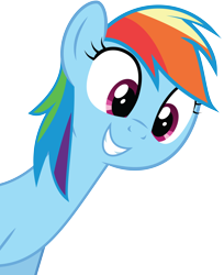 Size: 6780x8301 | Tagged: safe, artist:wissle, rainbow dash, pegasus, pony, g4, my little pony: friendship is magic, absurd resolution, cute, dashabetes, female, grin, long neck, looking down, low angle, mare, necc, rainbow dash day, simple background, smiling, solo, squee, transparent background, vector