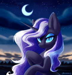 Size: 3000x3100 | Tagged: safe, artist:persikulka, nightmare rarity, pony, unicorn, g4, ethereal mane, female, horn, mare, slit pupils, solo